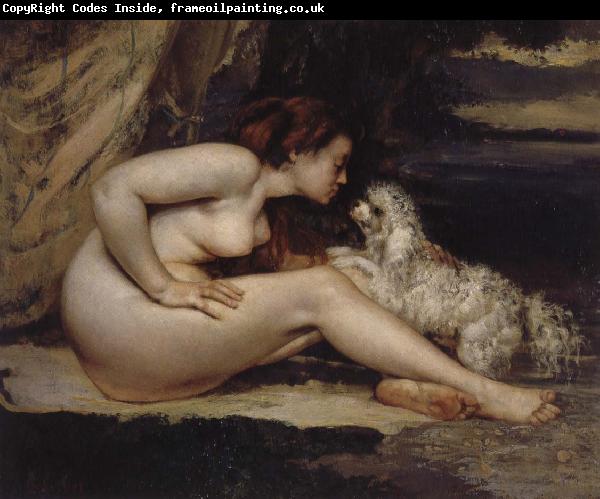Gustave Courbet Nude Woman with Dog